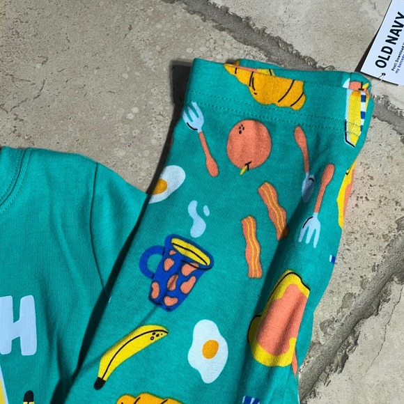 NWT Old Navy Kids 2T Turquoise Brunch of Fun Pajama Set Cotton Sleepwear - Picture 5 of 6